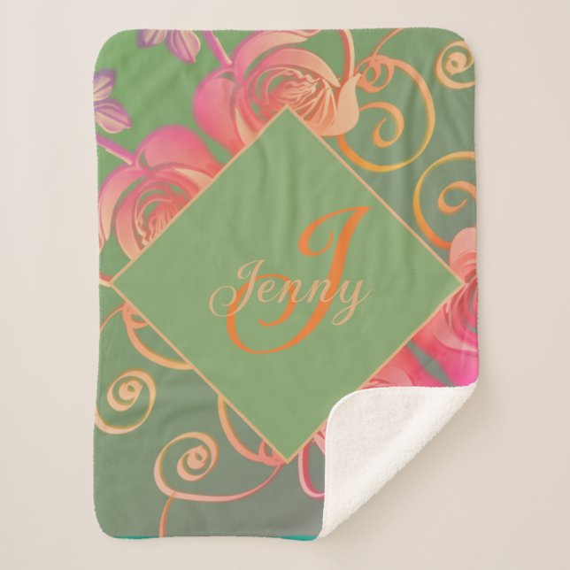 Romantische Rose Sherpa Blanket Sherpadecke (Vorderseite)