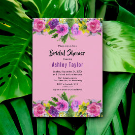 Romantische Rose Sommerblumengebirge Brautparty Einladung