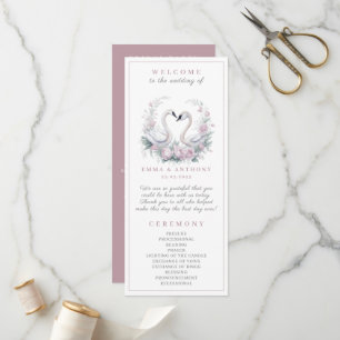 Romantische Rose Swan Couple Wedding Programm