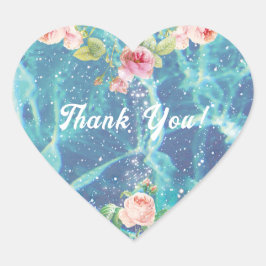 Romantische Rose und Sparkys danken Herz-Aufkleber