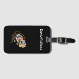 Romantische Rose und Wirbel mit bearbeitbarem Name Gepäckanhänger