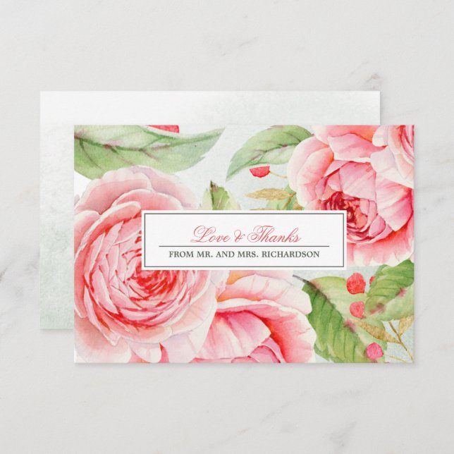 Romantische Rose Vielen Dank für Ihre Hochzeitkart Dankeskarte (Vorne/Hinten)