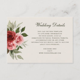 Romantische Rose Wasserfarben Elegante Hochzeiten Begleitkarte