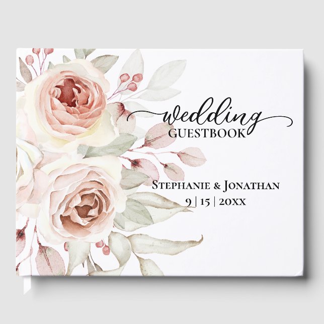 Romantische Rose Wedding Guest Book Gästebuch (Vorderseite)