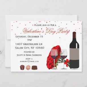 Romantische Rose Weinkultur Valentinstag Party Einladung