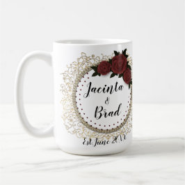 Romantische Rose Wreath Feather Wedding Kaffeetasse
