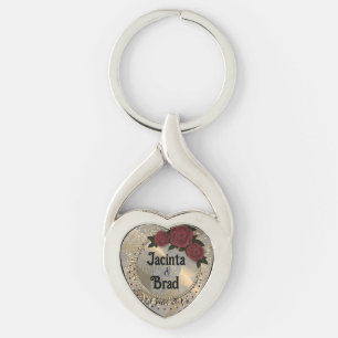 Romantische Rose Wreath Feather Wedding Schlüsselanhänger