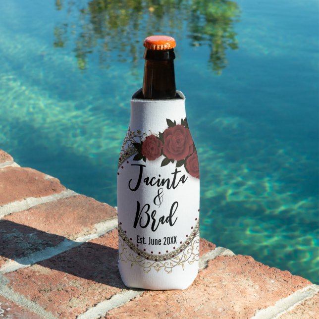 Romantische Rose Wreath Wedding Personalisiert Flaschenkühler (In Situ Pool)