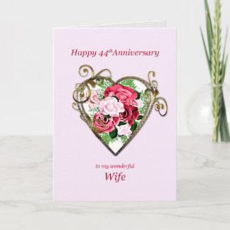 Romantische Rose zum 44. Hochzeitstag Karte