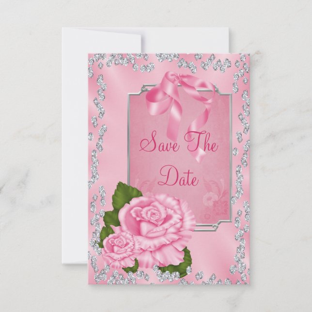 Romantische Rosen & Bows 18. Save the Date (Vorderseite)