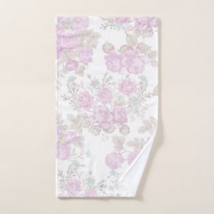 Romantische Rosen des Vintagen Pastellrosa-Grüns Handtuch