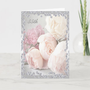 Romantische Rosen & Diamanten 55. Geburtstag Karte