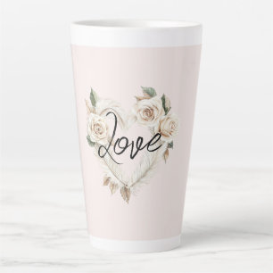 Romantische Rosen Federn Herz Liebe Milchtasse
