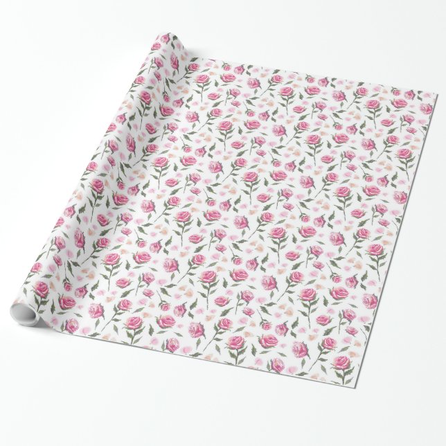 Romantische Rosen Feminine Hübsches Muster Wrap Geschenkpapier (Ungerollt)