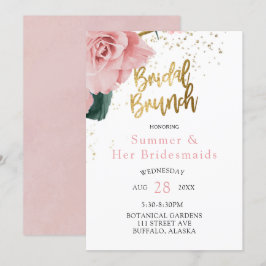 Romantische Rosen Gold Bridesmaier Luncheon Einladung