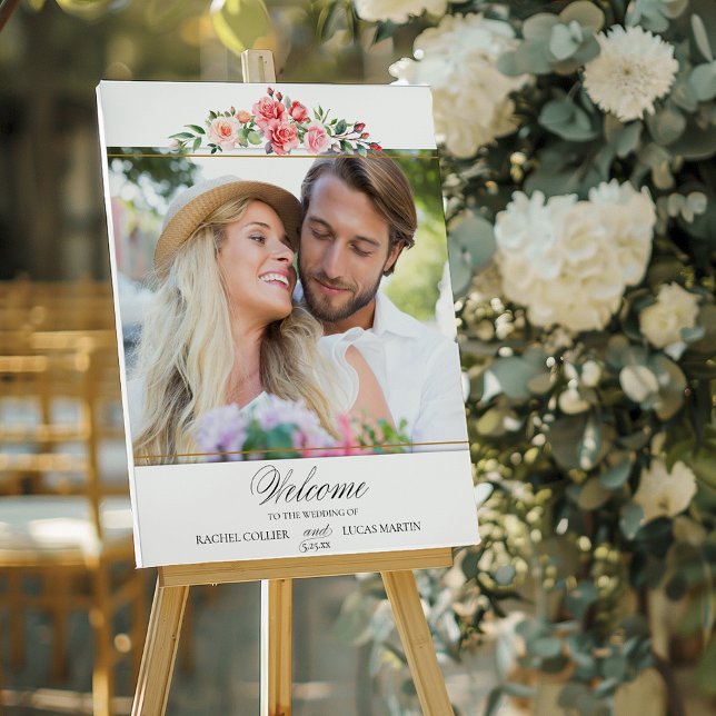 Romantische Rosen & Kalligrafie Foto Willkommen Poster (Von Creator hochgeladen)