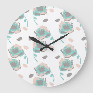 Romantische Rosen Pastell Blumen Botanisch Große Wanduhr