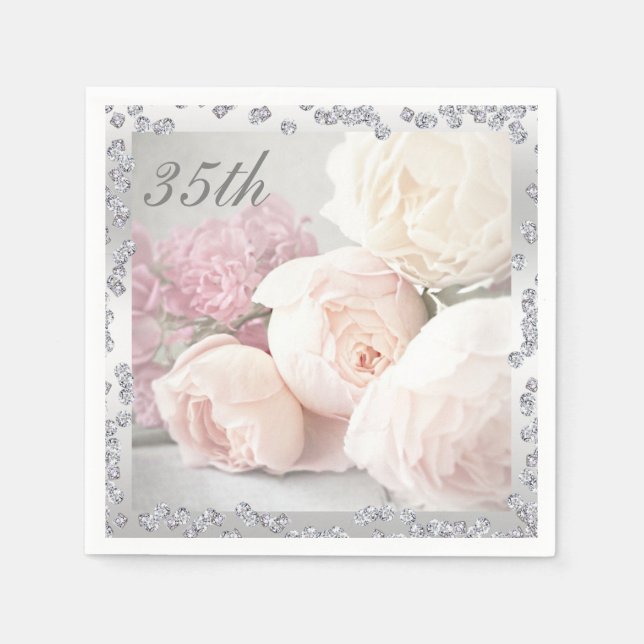 Romantische Rosen u. Diamant-35. Serviette (Vorderseite)