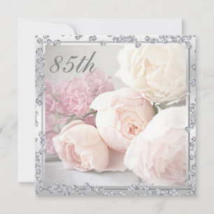 Romantische Rosen und Diamanten 85. Geburtstagsfei Einladung