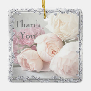 Romantische Rosen und Diamanten Danke Keramikornament