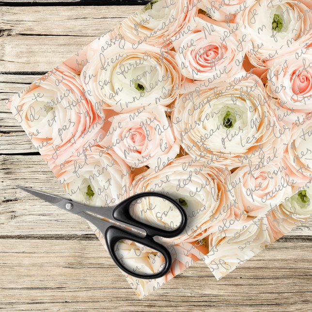 Romantische Rosen und französische Schrift Seidenpapier (Von Creator hochgeladen)