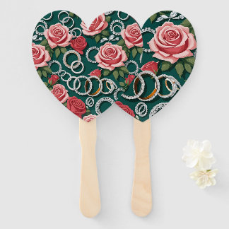 Romantische Rosen und funkelnde Diamant-Hochzeitsr Fächer