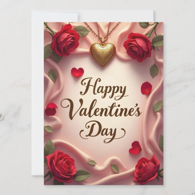 Romantische Rosen und Herz Valentinstag-Design (Vorderseite)