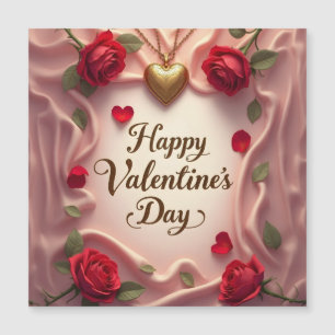 Romantische Rosen und Herz Valentinstag-Design Magnetkarte
