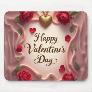 Romantische Rosen und Herz Valentinstag-Design Mousepad