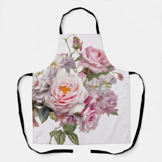 Romantische Rosen und weiße Pfingstrosen Blumen Schürze