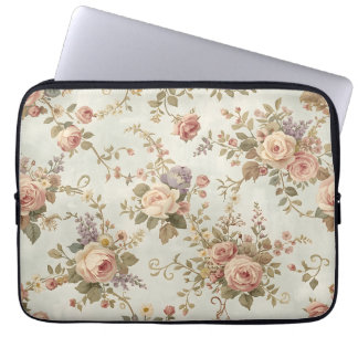 Romantische Rosen und Wildblumen Vintage-Girlande Laptopschutzhülle