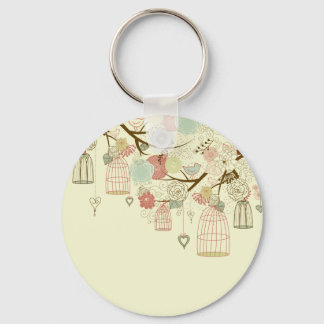Romantische Rosen, Vögel, Vogelkäfige, Floral Vint Schlüsselanhänger