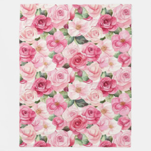 Romantische Rosenblüte Fleecedecke