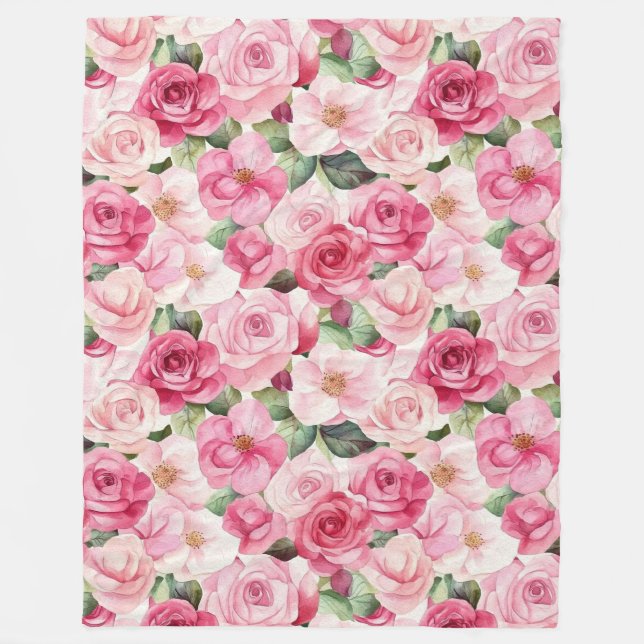 Romantische Rosenblüte Fleecedecke (Vorderseite)