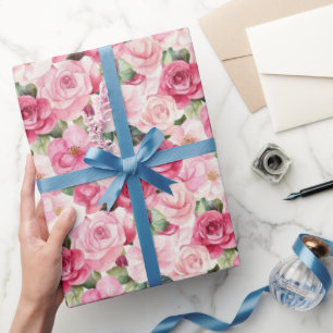 Romantische Rosenblütenhochzeit Geschenkpapier