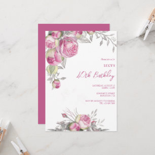Romantische Rosendekunst Geburtstagsparty Einladung
