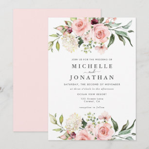 Romantische Rosenhochzeit Einladung