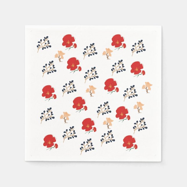 Romantische Rosenmuster-Papier Servietten (Vorderseite)