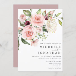 Romantische Roses Dusty Rose Einladung Hochzeit