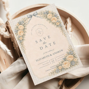 Romantische Rosige Rosenbogen-Hochzeit Save The Date