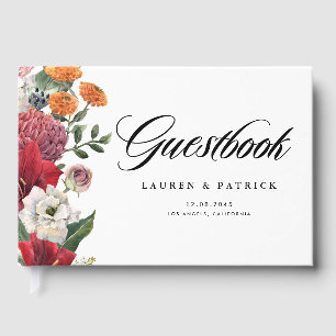 Romantische Rote Amaryllis und Florals Hochzeit im Gästebuch