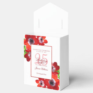 Romantische Rote Anemonen Floral 25. Geburtstag Geschenkschachtel