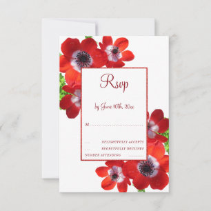 Romantische Rote Anemonen UAWG RSVP Karte