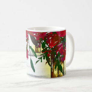Romantische rote Aquarellrosen und Laterne Rustika Tasse
