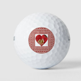 Romantische Rote Blume Herzdesign 4 Besondere Mome Golfball