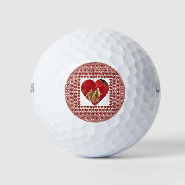 Romantische Rote Blume Herzdesign 4 Besondere Mome Golfball (Vorderseite)