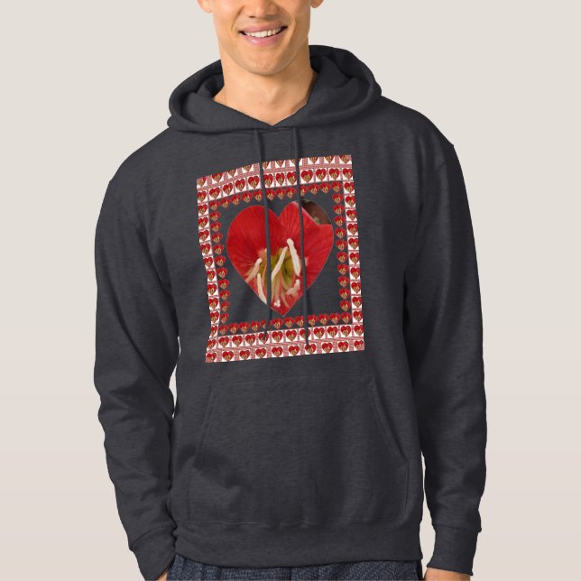 Romantische Rote Blume Herzdesign 4 Besondere Mome Hoodie (Vorderseite)