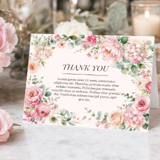 Romantische Röte Blumen- und Rosen-Dankeschön-Kart Dankeskarte