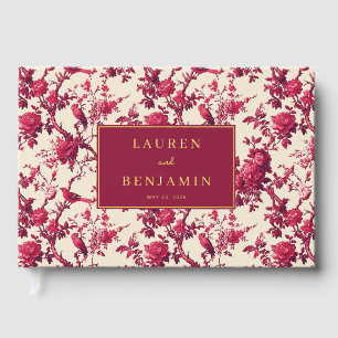 Romantische rote Blumen Vögel Gästebuch