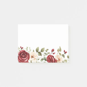 Romantische Rote Creme-Rose Hochzeit Post-it Klebezettel